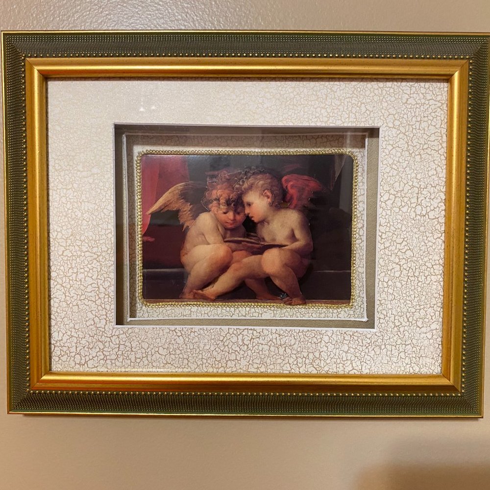 Framed Cherub Decoupage – Rosso Fiorentino María & Child Cherubs Reading